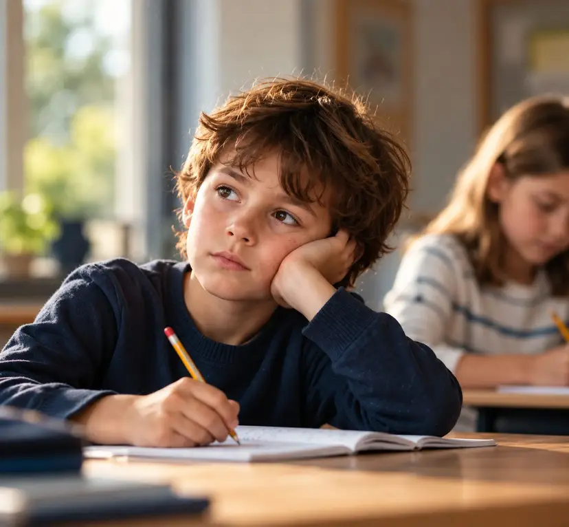 A boy at a maths lesson
