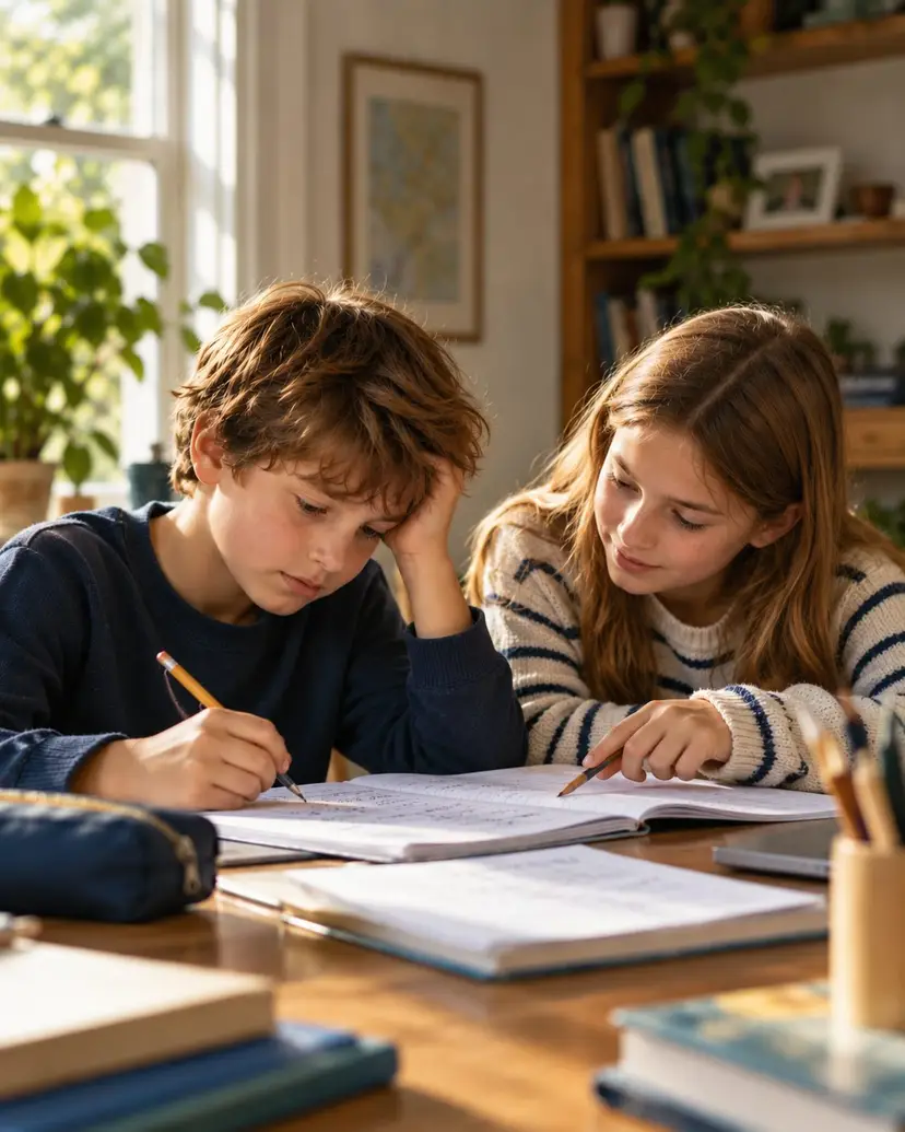 A child absorbed in solving a problem
