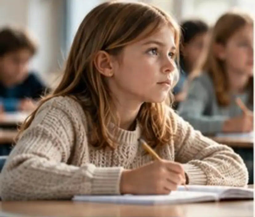 A girl in class